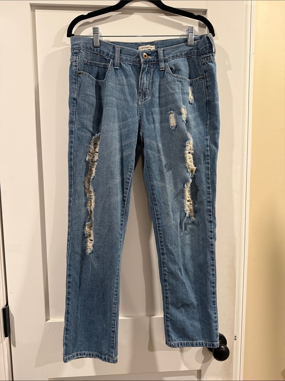 Heritage 1981 Light Blue Straight Leg Distressed Jeans